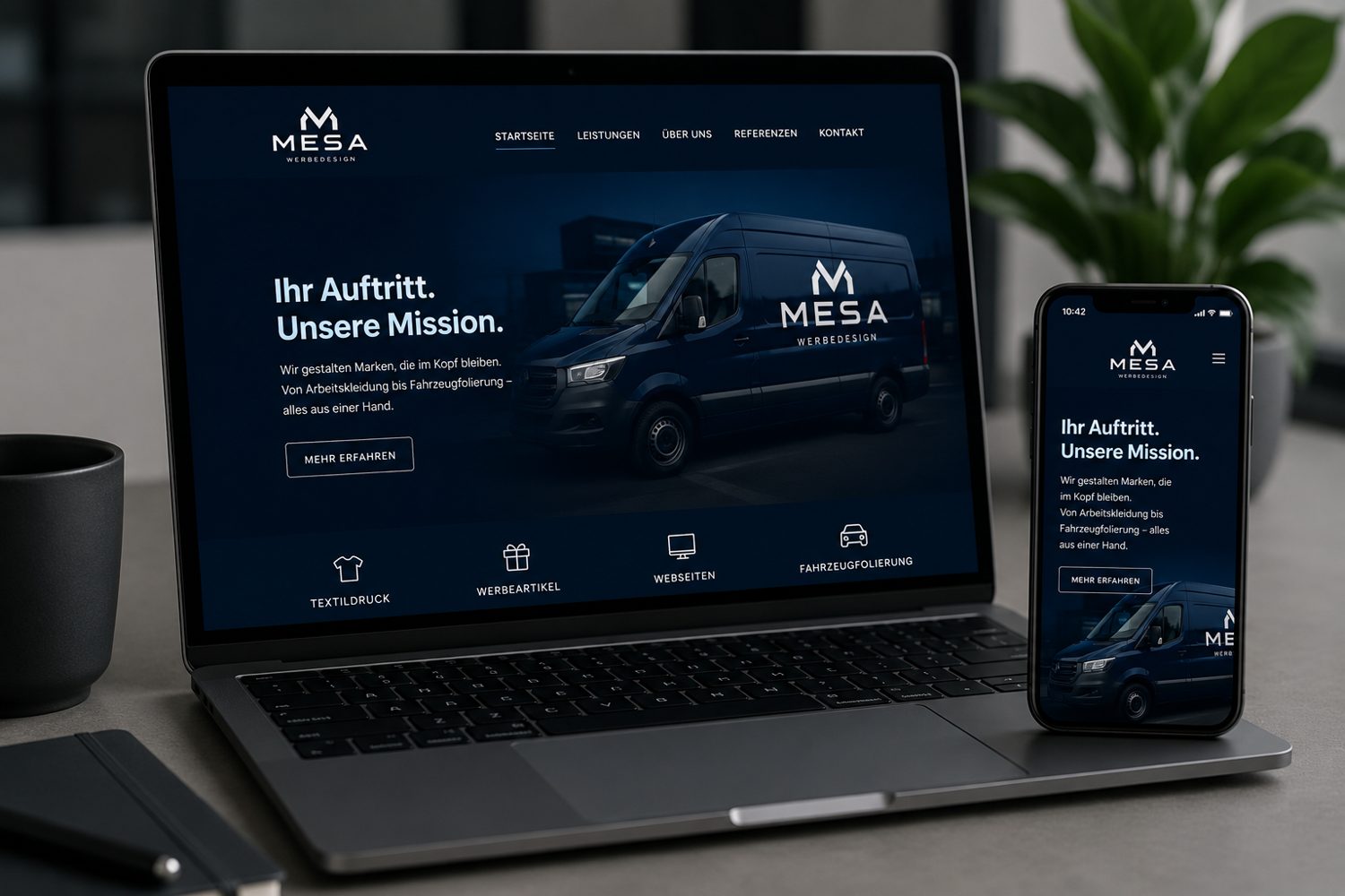 Responsive Webseite auf Laptop und Smartphone